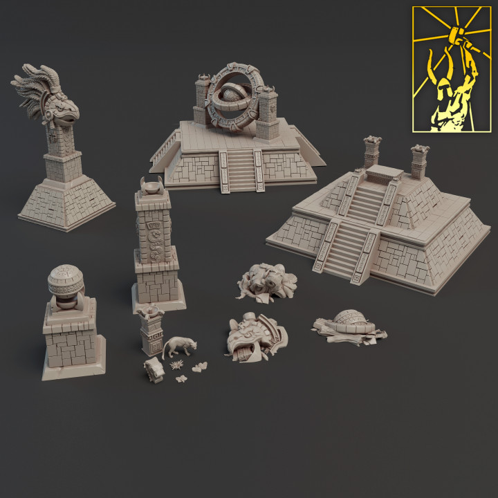 amazone ogre terrain table aztèque bâtiments fantaisie miniatures plante rpg temple jeu guerre forger Titan autel totem pilier 3D print model - Mito3D