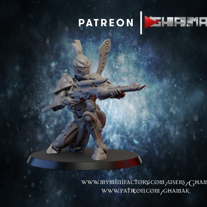 amish space elf pose 2 supported ready tabletop 40k fantasy game sci-fi war miniature hammer wargame eldar 40000 eldary 3D print model - Mito3D