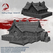 halfling village - watermill tabletop building fantasy terrain 3d print model - Mito3D