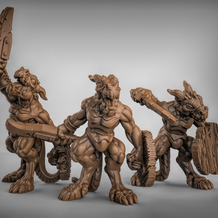 kobolds épée bouclier 6 total table fantaisie rpg donjons Dragons dnd cuir éclaireur jeux Kobold 3D print model - Mito3D