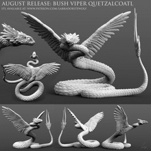 buisson vipère quetzalcoatl table animal créature dragon mini monstre miniature serpent donjons Dragons dnd labradorite loup manteau bushviper bushviperquetzalcoatl 3d print model - Mito3D
