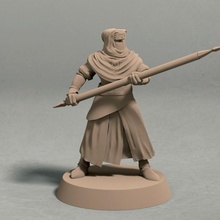 night cult soldier spear pose 2 miniature stl file tabletop ancient fantasy human rpg wargaming 3d print model - Mito3D