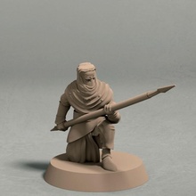 night cult soldier spear pose 3 miniature stl file tabletop ancient fantasy human wargaming 3d print model - Mito3D