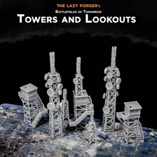 battlefields tomorrow - towers lookouts store epic industrial metal modern sci-fi terrain miniature scifi wargame 6mm 10mm 3d print model - Mito3D