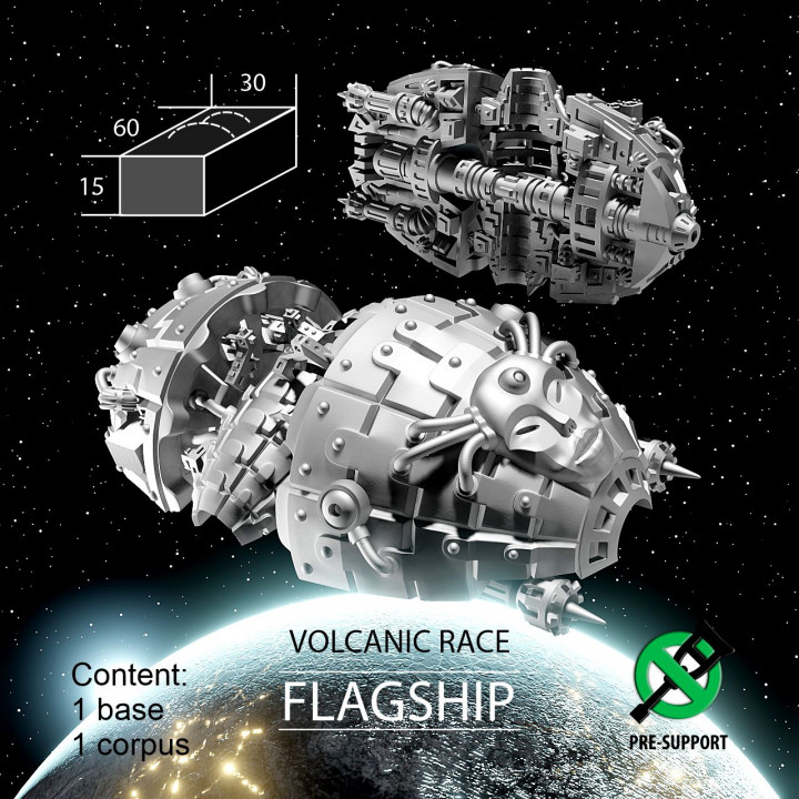 flagship volcanic race tabletop miniatures sci-fi space spaceship 3dprint boardgames spacecraft board games stellar ti4 starwharf 3D print model - Mito3D