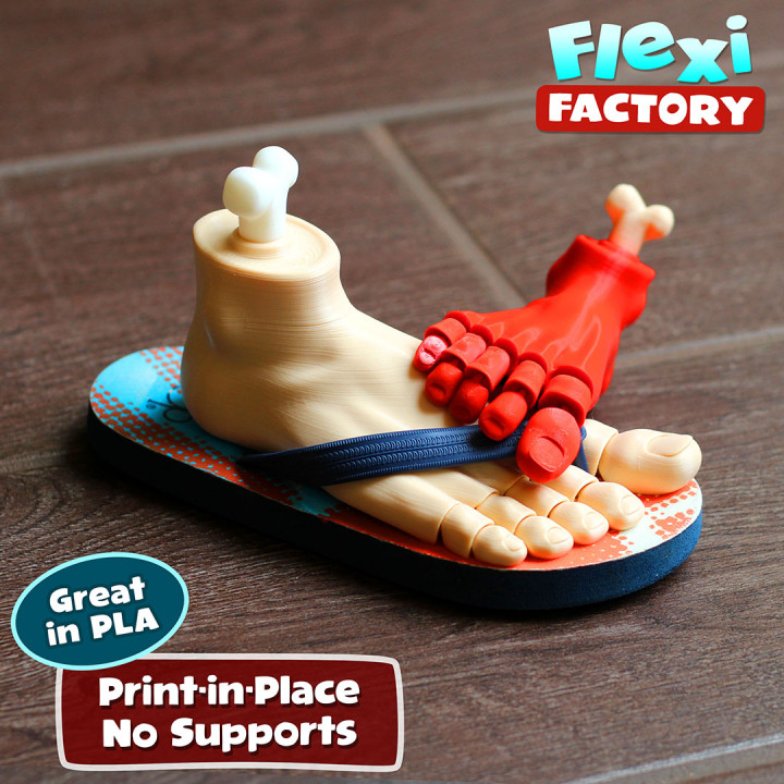 flexi print-in-place foot store print halloween toy zombie links daniel flexable posable articulated link printinplace factory place linkage flexy dan sopala 3D print model - Mito3D