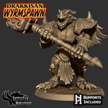 drakkisan wyrmidon tabletop dragon monster warhammer dragonborn dnd pathfinder tabletopgaming ttrpg battleyakminiatures dragonman 3d print model - Mito3D