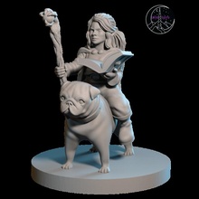 gnome femelle sorcier carlin monter table chien héros mage aventurier PNJ citadins sol 39 an 3d print model - Mito3D