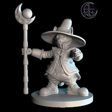 catfolk mage tabletop hero wizard adventurer sorcerer npc tabaxi blackmage archane sol'an 3d print model - Mito3D