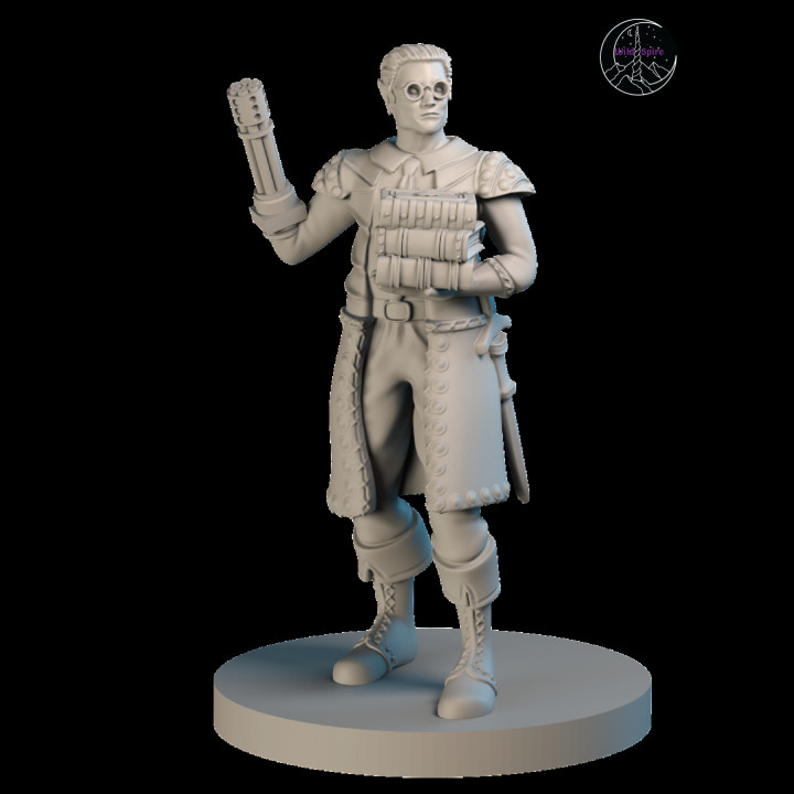 bibliotecário guarda armeiro artilheiro tampo mesa herói aventureiro npc habitantes cidade Sol 39 an 3D print model - Mito3D
