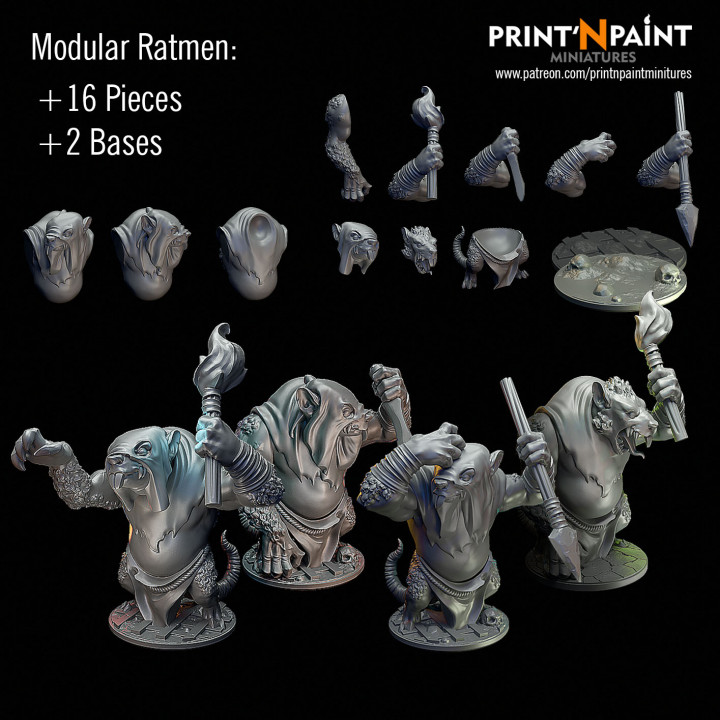 modüler fare adam mağaza stl Ordu ejderhalar Zindanlar model Warhammer minyatür sıçan masa oyunu yaş masaüstü zindan Skaven Sigmar sıçanlar haşarat 3D print model - Mito3D