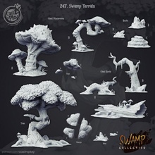 swamp terrain pre-supported tabletop tree undead props dead mushroom pieces bits supported musrooms 3d print model - Mito3D