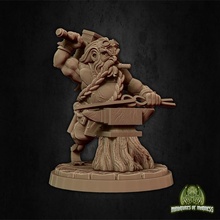 bagnar meltiron - presupported tabletop blacksmith fantasy hammer hold anvil dwarf iron dungeon forge 28mm dnd smith 32mm 5e miniaturesofmadness holdmydwarf 3d print model - Mito3D