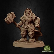 malyan - presupported tabletop female kickstarter soldier support warrior miniature hammer dwarf minis bearded 28mm dnd 32mm 5e miniaturesofmadness supported pre holdmydwarf 3d print model - Mito3D