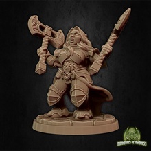 ignes assoult - presupported tabletop axe female lady soldier warrior woman rage dwarf dungeon bearded 28mm dnd 32mm berserker 5e miniaturesofmadness holdmydwarf 3d print model - Mito3D