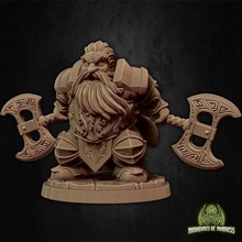 sinar fearless - presupported tabletop axe board fantasy fighter game guard soldier support warrior dwarf double dungeon 28mm dnd 32mm 5e miniaturesofmadness supported pre holdmydwarf 3d print model - Mito3D
