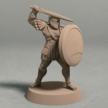 reino Eros soldado espada proteger pose 2 miniatura stl expediente educación antiguo fantasía rpg mesa juego guerra 3d print model - Mito3D