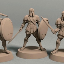 realm eros soldiers sword shield pack 3 miniatures education ancient fantasy rpg soldier wargaming tabletop 3d print model - Mito3D