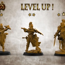 level paladins - female 3x modular 32mm scale miniatures presupported tabletop epic knight legend warrior dungeonsanddragons noob supports paladin veteran cleric pathfinder supported levelup adventurersguild 3d print model - Mito3D