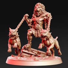 Heraklion gladiador cachorros 32mm dnd tampo mesa cão leão romano Hércules Herakles espartano rnestudio 3d print model - Mito3D