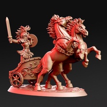 hoplika - female gladiator biga 32mm dnd tabletop roman shield sword woman horse spartan carriage rnestudio 3d print model - Mito3D