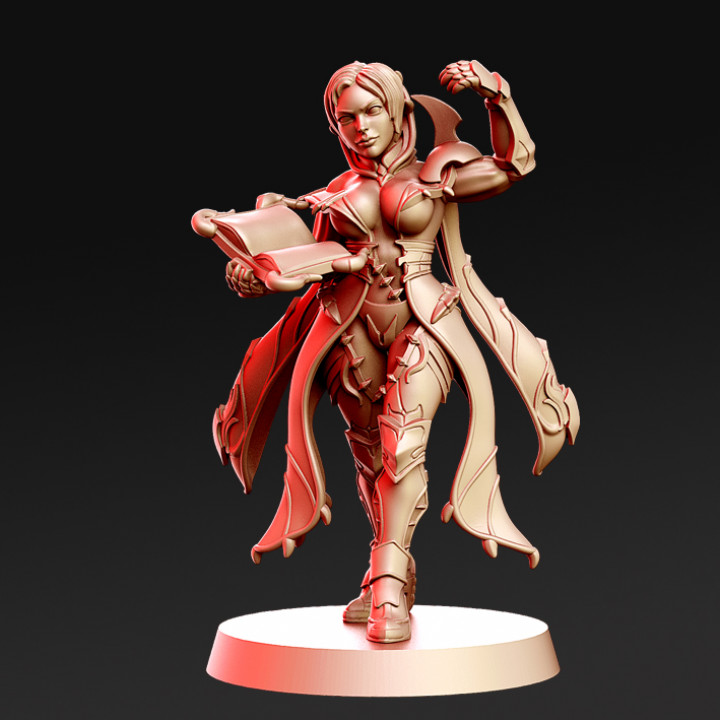 yina- female necromancer - 32mm dnd store armor bone book diablo woman nigromant rnestudio 3D print model - Mito3D