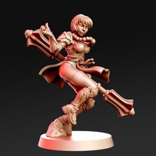 jina - female monk 32mm dnd tabletop diablo girl hair iconic mace shot jump rnestudio worman sfaff 3d print model - Mito3D