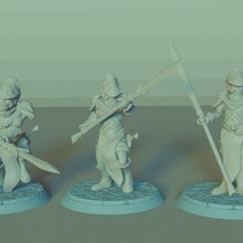 elven spearmen set 3 miniatures dungeons&dragons free supports tabletop elves dnd supported 3d print model - Mito3D