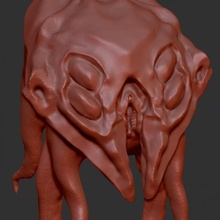 fleshgobbler alien creature halloween horror monster skull grotesque giger floating squid lovecraft tentacles abomination flesh cryptid void disgusting obscene lewd moist 3d print model - Mito3D