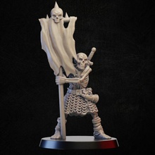 skeleton flagbearer tabletop undead warrior miniature flag 3d print model - Mito3D