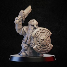 dwarf sheld sword tabletop guard warrior miniature elder 3d print model - Mito3D
