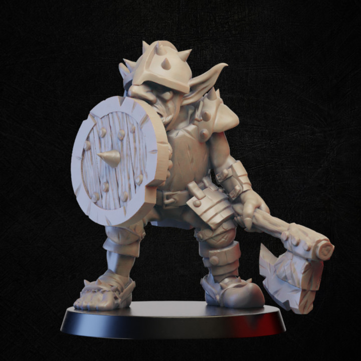 goblin cavaliere ascia abd sheld tavolo mostro miniatura 3D print model - Mito3D