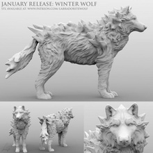 inverno lupo neutro tavolo creatura mini mostro miniatura d dnd dungeon draghi labbra worg labradoritewolf ghiaccio 3d print model - Mito3D