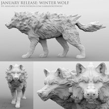 inverno lupo ringhiando tavolo creatura mini mostro miniatura d dnd dungeon draghi labbra worg labradoritewolf ghiaccio 3d print model - Mito3D