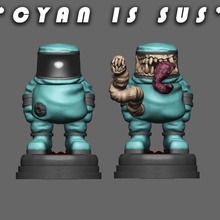 cyan sus store figure funny gaming statue toys videogames sculpt us among amongus 3d print model - Mito3D
