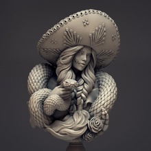 charra boutique buste fille Mexique serpent sombrero 1 10 110 Lacharra terrifiants 3d print model - Mito3D