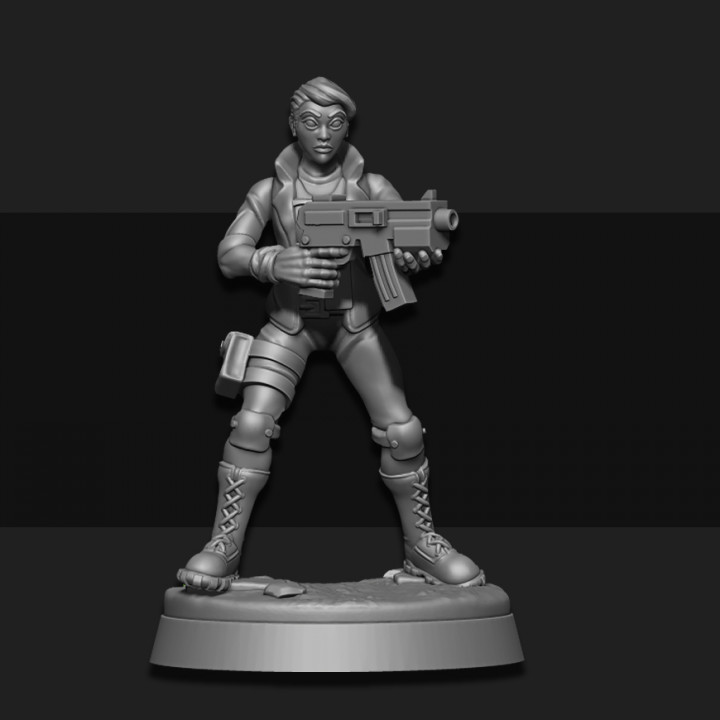 apocalypse survivor female 01 tabletop human miniature scifi wargame foundry sarks 3D print model - Mito3D