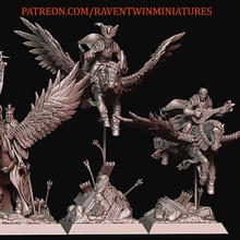 pegasus knights command group tabletop fantasy rpg warhammer dungeonsanddragons rol d&d ageofsigmar aos artisanguild titanforge ninthage raventwinminiatures lostkingdom bretonia equitaine highlands 3d print model - Mito3D
