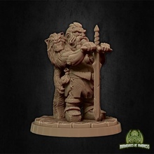 lomli longclaw - presupported tabletop fighter game kickstarter lion mini soldier statue sword warrior dwarf 28mm dnd 32mm 5e miniaturesofmadness supported pre holdmydwarf 3d print model - Mito3D