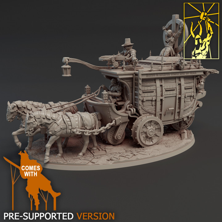 vampiro cazadores cazador vagón mesa fantasía miniaturas rpg fragua titán carruaje sofá 3D print model - Mito3D