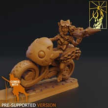 cyber forge pony bane tabletop bike miniatures rpg motorcycle scifi titan biker bazooka uzi 3d print model - Mito3D