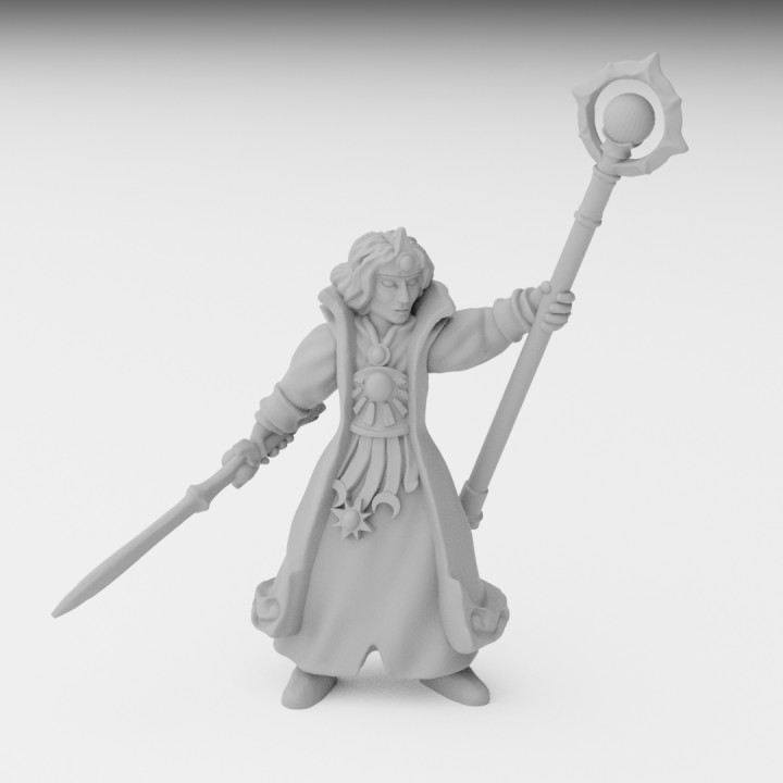 elfique mage miniature 28mm modulaire table elfe fantaisie rpg marteau guerre sorcier jeu dnd warhammerfantasy rois aos kow mantic opr whbf 3D print model - Mito3D