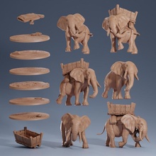 vahşi savaş filler masaüstü Antik hayvan yaratık Yunan modüler canavar Roma oyunları minyatür fil büyük Kocaman Afrikalı 3d print model - Mito3D