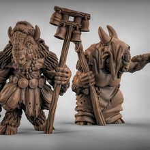 Minotaur şaman masaüstü fantezi Warhammer Zindanlar Ejderhalar kaos dnd yol bulucu Kingsofwar canavar adamlar Ageofsigmar aos Beastsofchaos masa oyunu yazımcılar 3d print model - Mito3D
