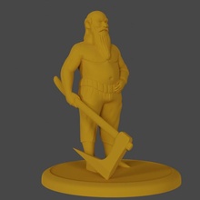 dwarf barbarian axe fighter naked fat shirtless 3d print model - Mito3D