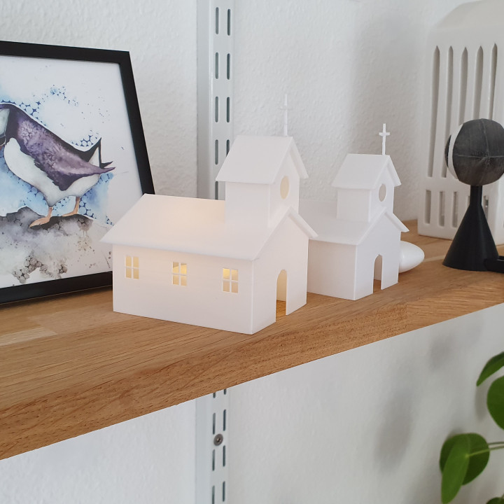 church christmas tealight 3D print model - Mito3D