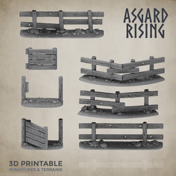 wodden conjunto portón presupuesto pared madera tierra empalizada 3D print model - Mito3D