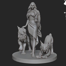 freya lynxes tabletop goddess woman cats lynx 3d print model - Mito3D