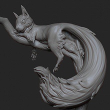 cansado Ratatoskr loja animal escultura árvore esquilo 3d print model - Mito3D