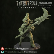 goblin spearman pre-supported tabletop stl fantasy miniatures patreon dnd presupported 3d print model - Mito3D